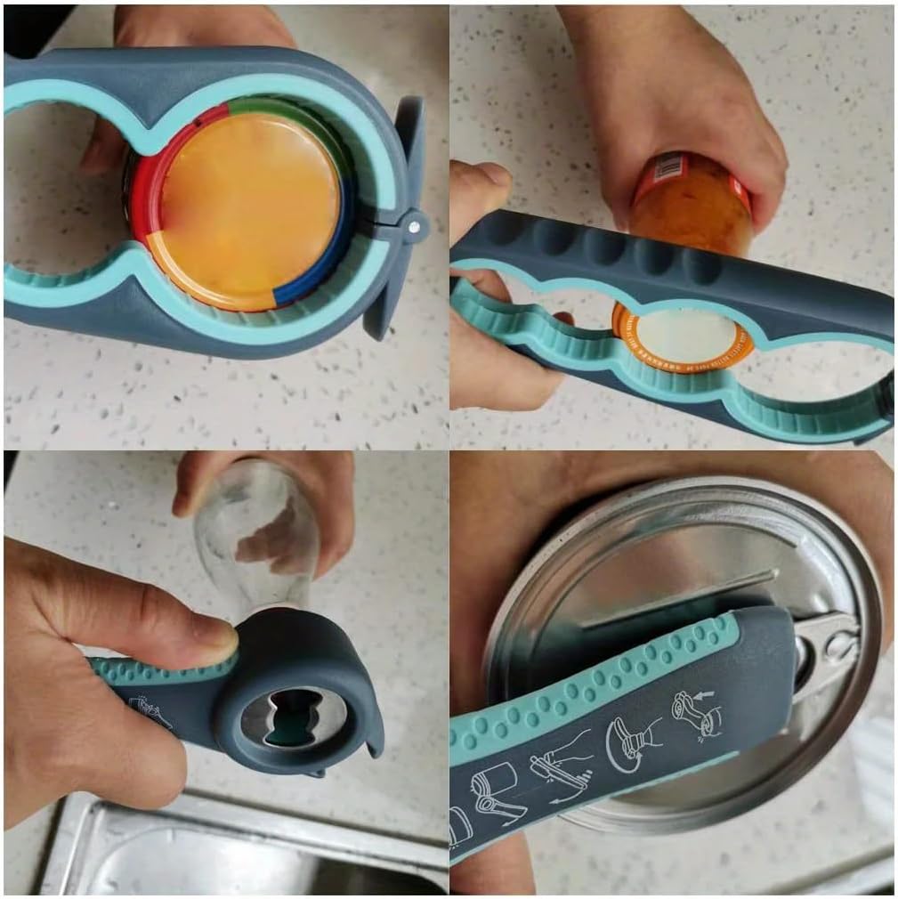 Multi-Function Jar Opener - 4-in-1 Easy-Grip Tool for Seniors | Anti-Slip Ergonomic Design, Durable Plastic