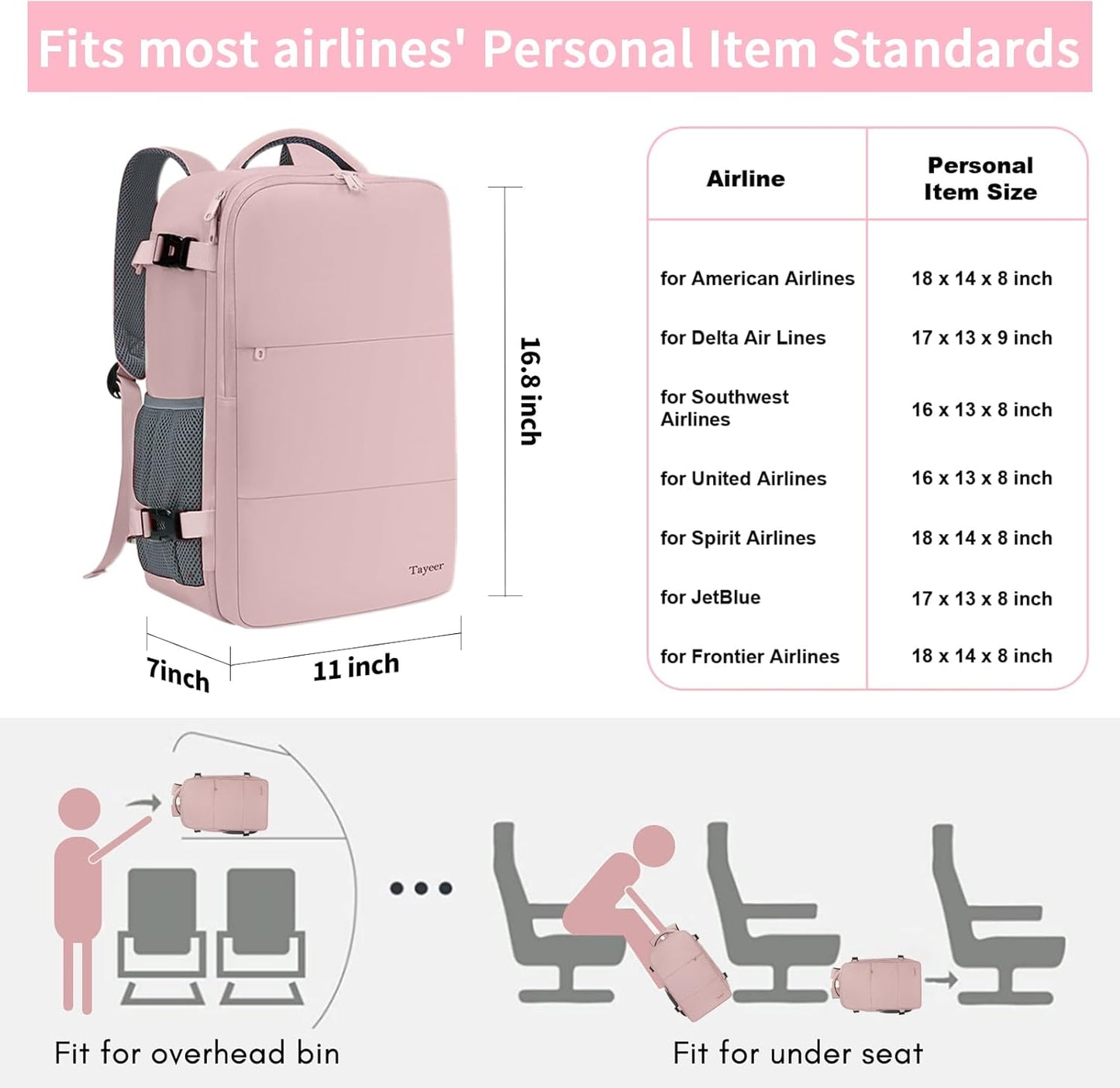 Travel Backpack for Women - TSA-Approved 15.6" Laptop Bag with Water Bottle Pocket & Shoe Pouch | Pink Casual Daypack for Business & Hiking