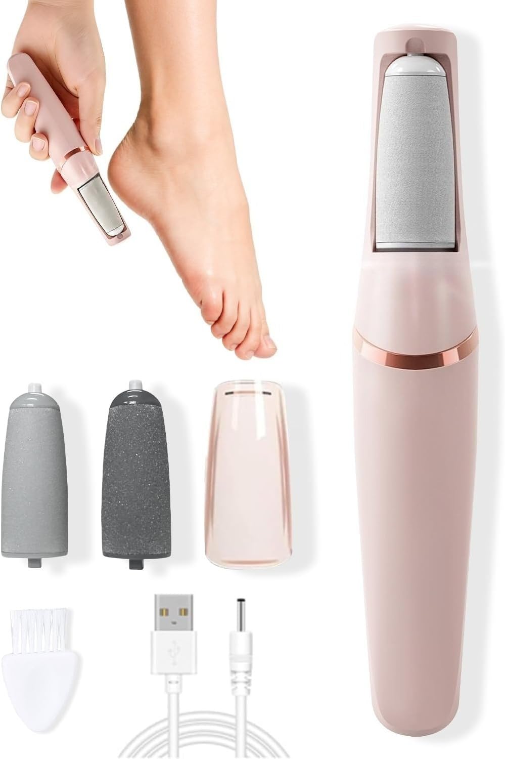 Nuve Silk 3 Pro Callus Remover,Callus Remover for Feet (Pink)