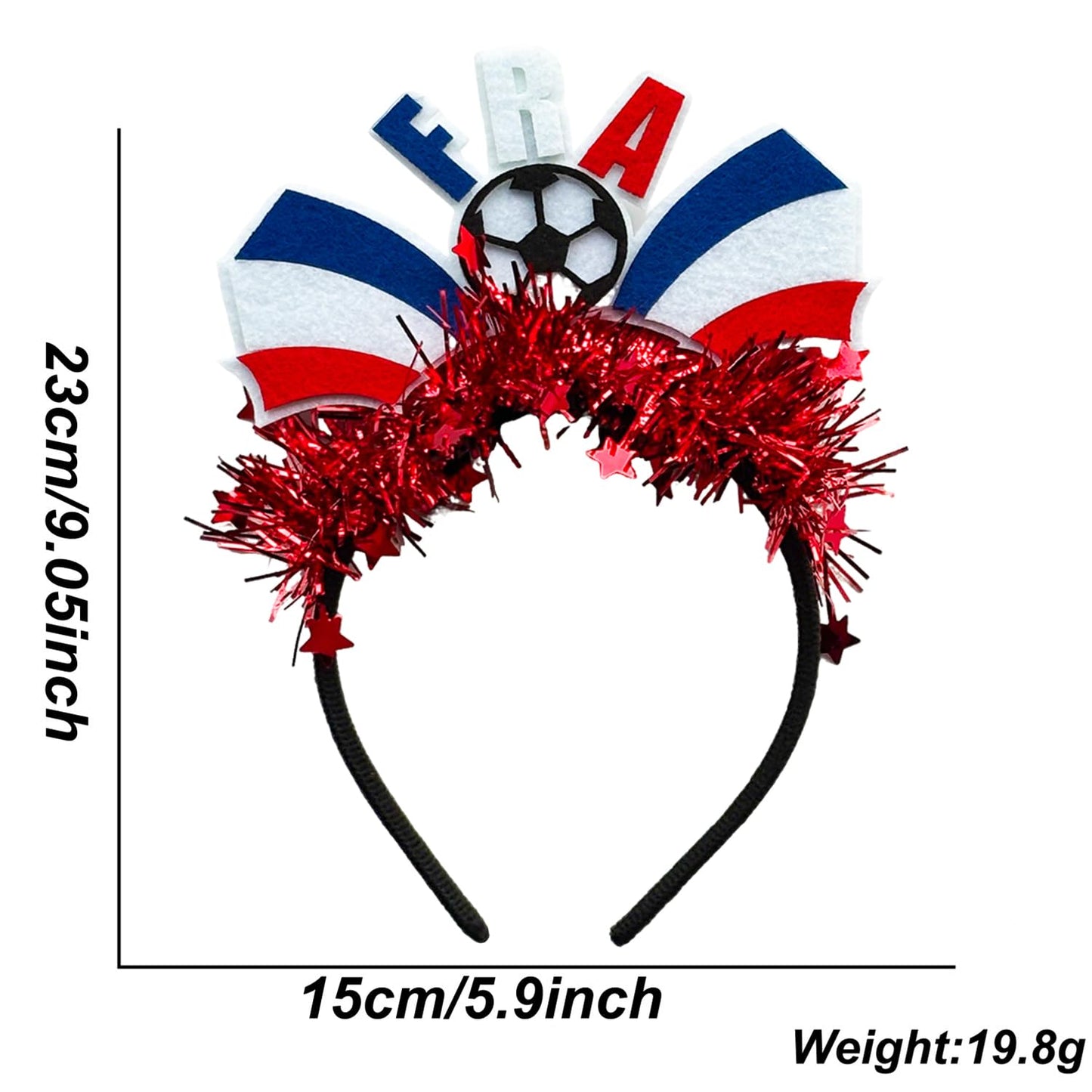 KASOICRA France Flag Headband Football Hair Hoops World Cup Party Headbands for Soccer Fans for Soccers Accessories Women Men Soccers Hair Bands Game Day Sports Hair Decoration 1Pcs
