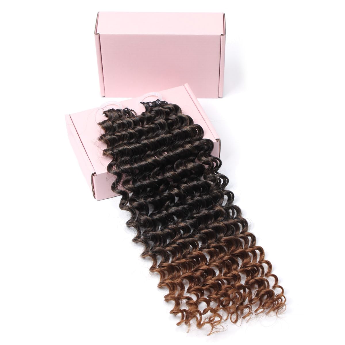 Miracle Knots Crochet Hair - 18 Inch Deep Wave Feather Bundles | Pre-Separated Curly Hair for Women (Natural Black)