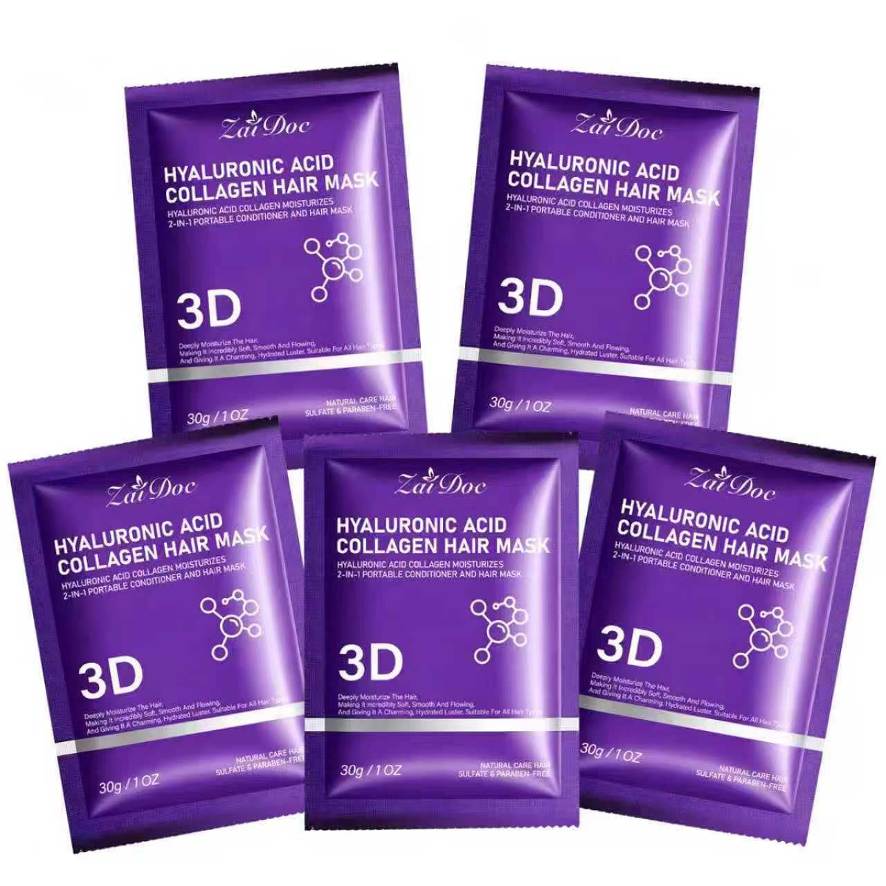 Portable Hair Conditioner Mask - 2-in-1 Hyaluronic Acid & Collagen | Deep Moisturizing Treatment for Dry, Damaged Hair - Travel Size 1oz