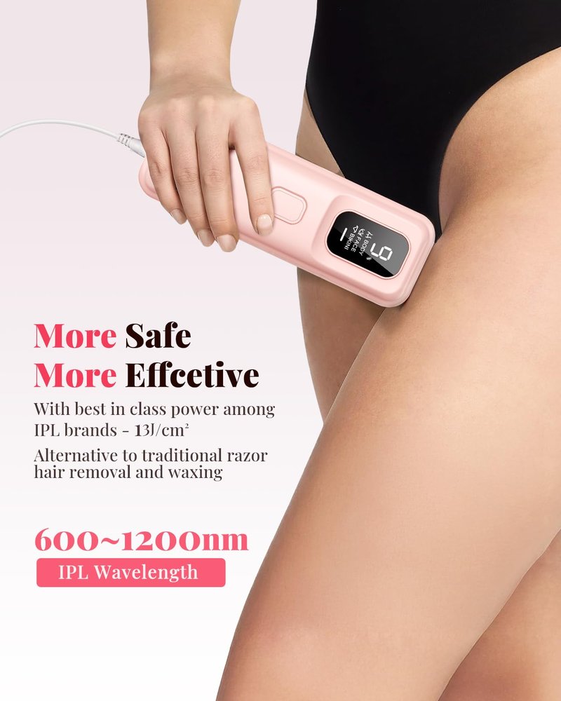 Hair Remover for Women and Men - 5.2 cm² Contact Nearly Painless, Powerful Long-Lasting Hair Remover at-home, Effective in 14 Days with Ultra-fast Light Emission for Whole Body Use