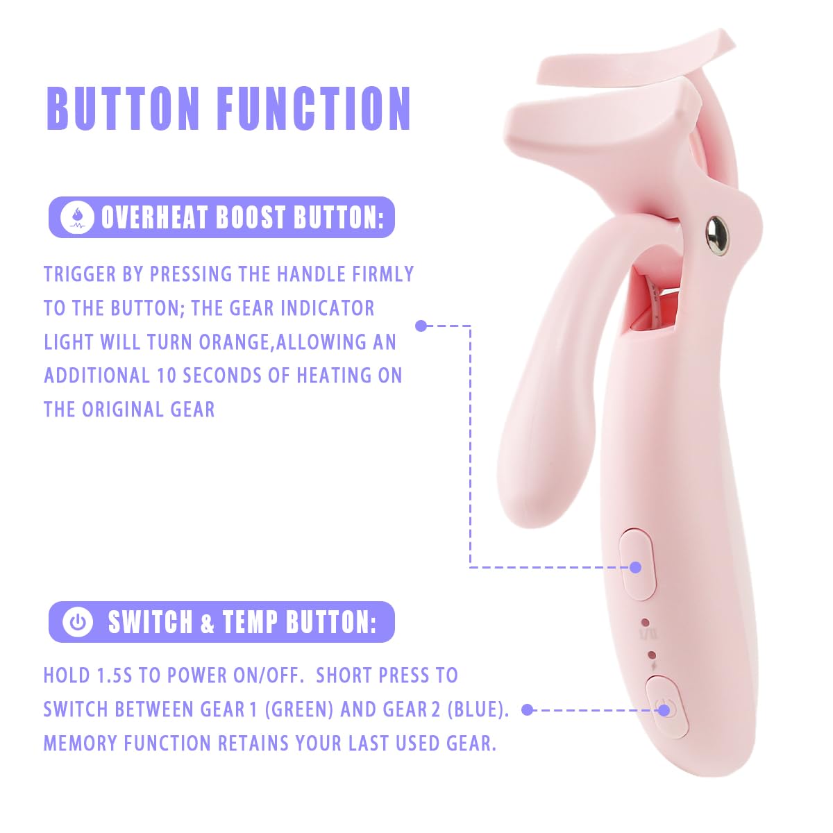Pinkiou Heated Eyelash Curler for Women,Fast Heat up,Electric Eyelash Curler with Color-Changing Silicone Pad & Overlay Heating, USB-C Rechargeable,2 Temperature Control,Long-Lasting Lash Curler