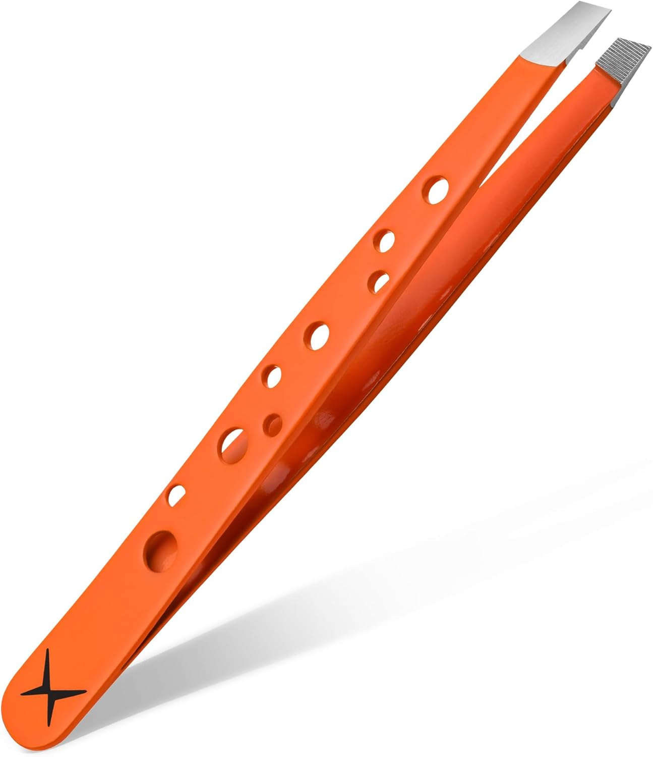 Precision Eyebrow Tweezers - Japanese Stainless Steel Slant Tip for Fine Hair | 9-Hole Grip, Fire Glow Color
