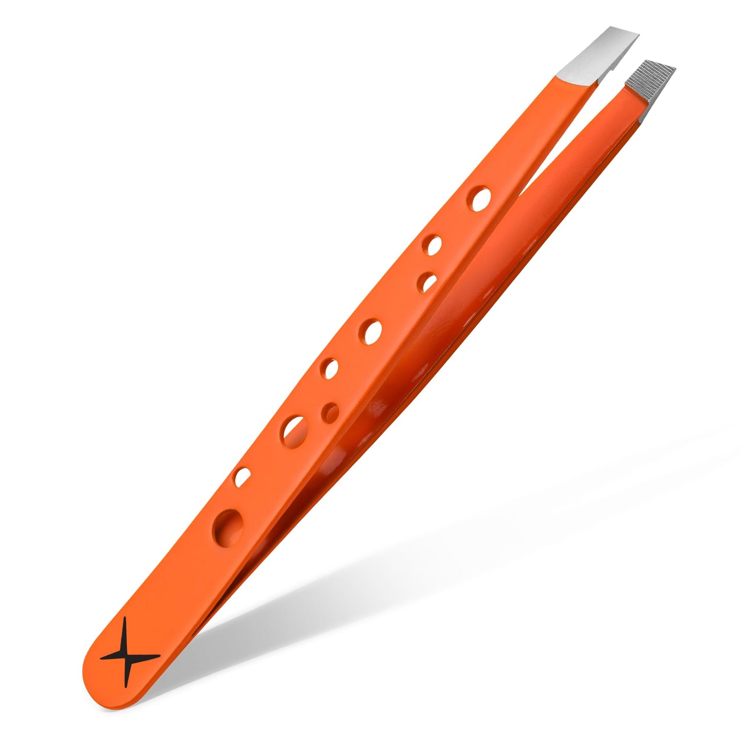 Precision Eyebrow Tweezers – Hand Finished Japanese Stainless Steel, Perfect Alignment, Slant Tip for Fine Hair, 9-Hole Grip, Unique Colors (Fire Glow)