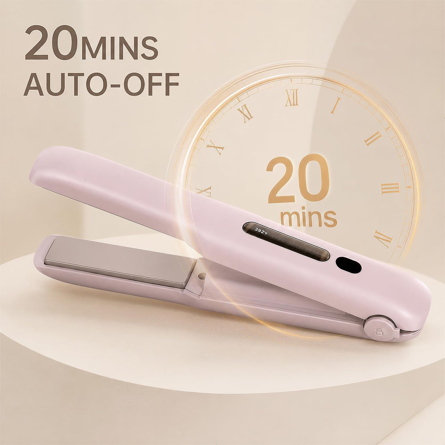 Cordless Hair Straightener - Portable 2-in-1 Mini Flat Iron & Curler | Fast Heating, Adjustable Temp, Pink