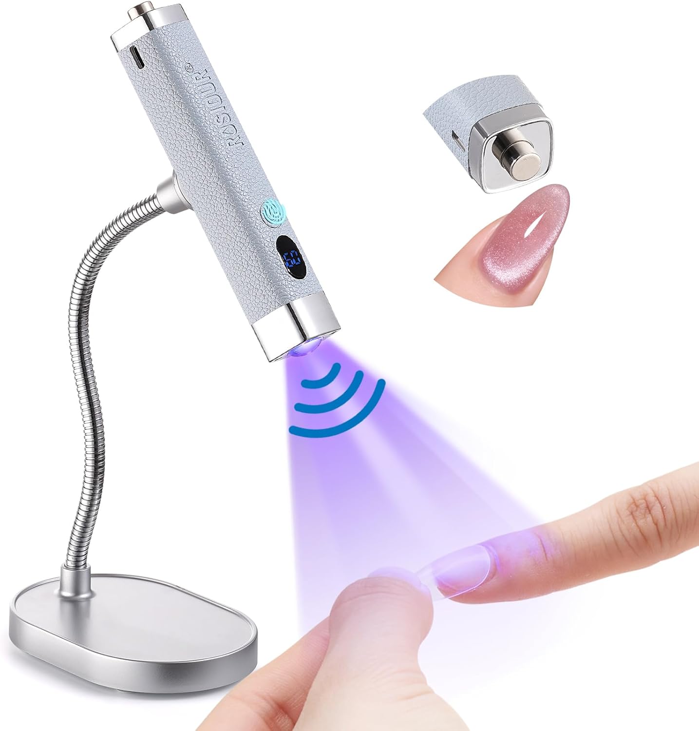 Mini UV Lamp for Gel Nails - Rechargeable Handheld LED Curing Light | Fast Dry Auto Sensor (White)