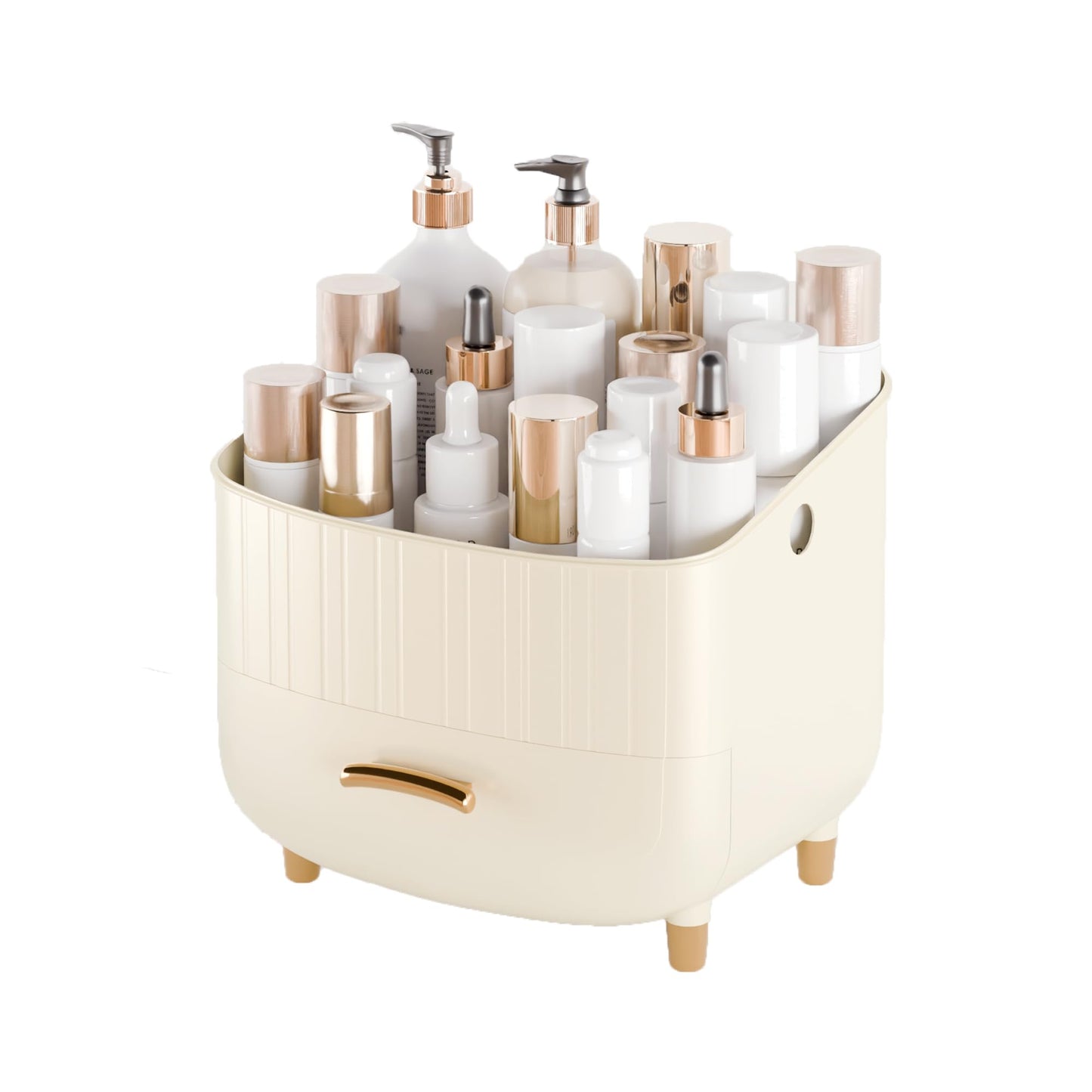 Plukers Makeup Organizer Countertop Vanity with Drawers Cosmetic Skincare Bathroom Storage Gift for Women Teens Girls (White)