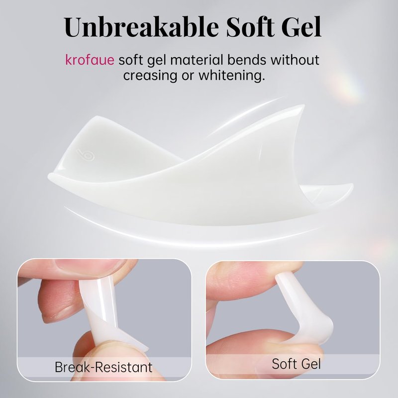 krofaue Nail Tips Lady French Style Acrylic Artificial Half Cover False Nail Tips with Box Ideal for Salons and Home DIY Manicure,10 Sizes,1000PCS (Natural and Clear)