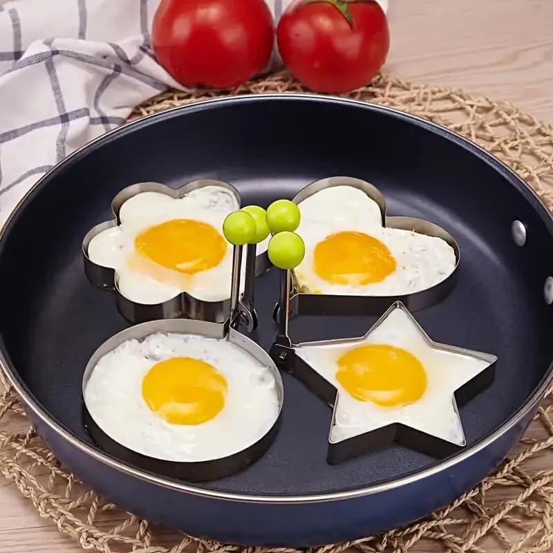 Stainless Steel Egg Rings - 4 Pack for Perfectly Shaped Eggs | Non-Stick Cooking Tool