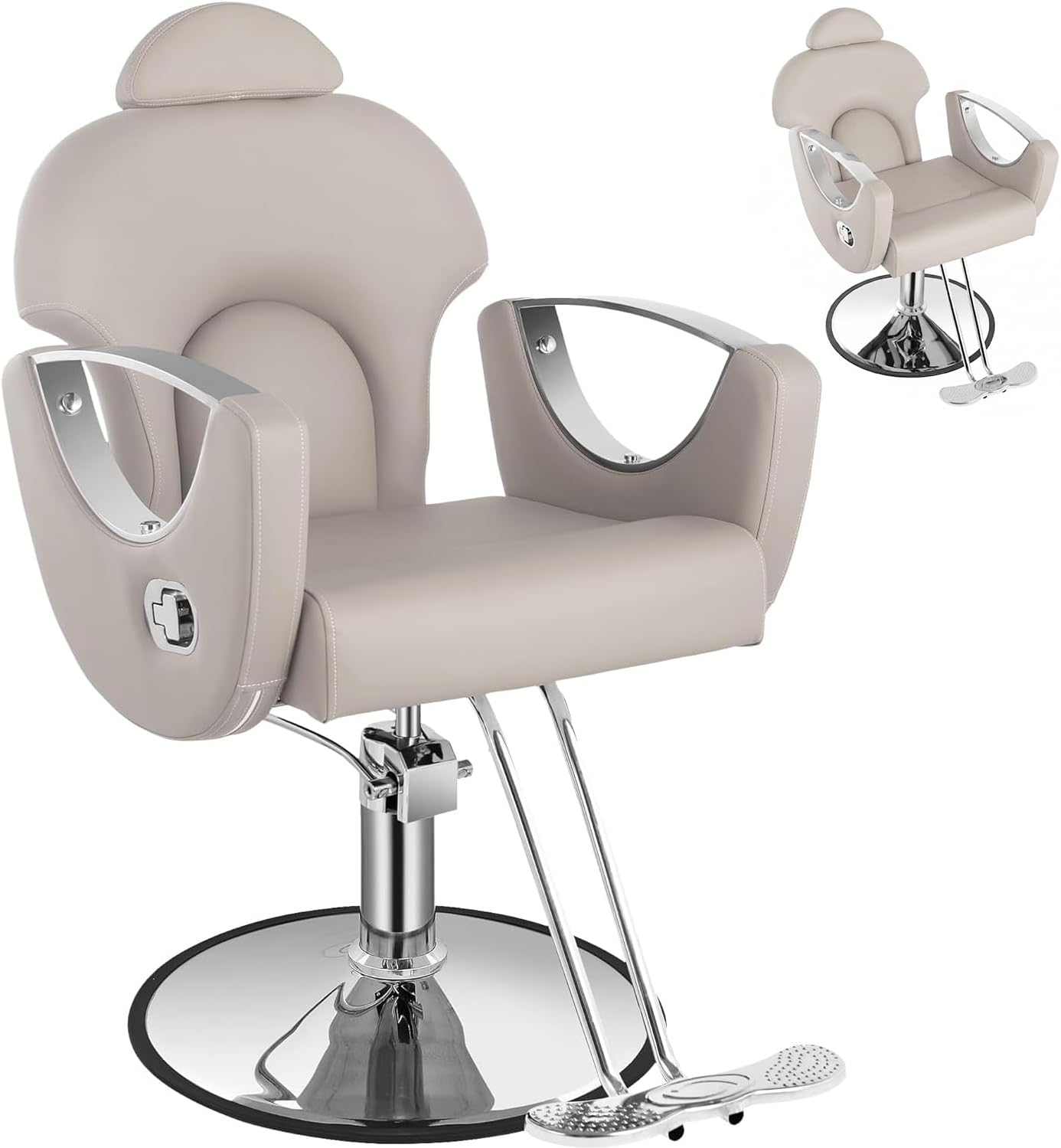 Reclining Salon Barber Chair - 360° Swivel, Adjustable Height, Heavy Duty Hydraulic | Matte Black