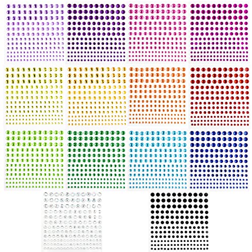 Self-Adhesive Rhinestone Gem Stickers for Face Nails Body Craft 14 Sheets