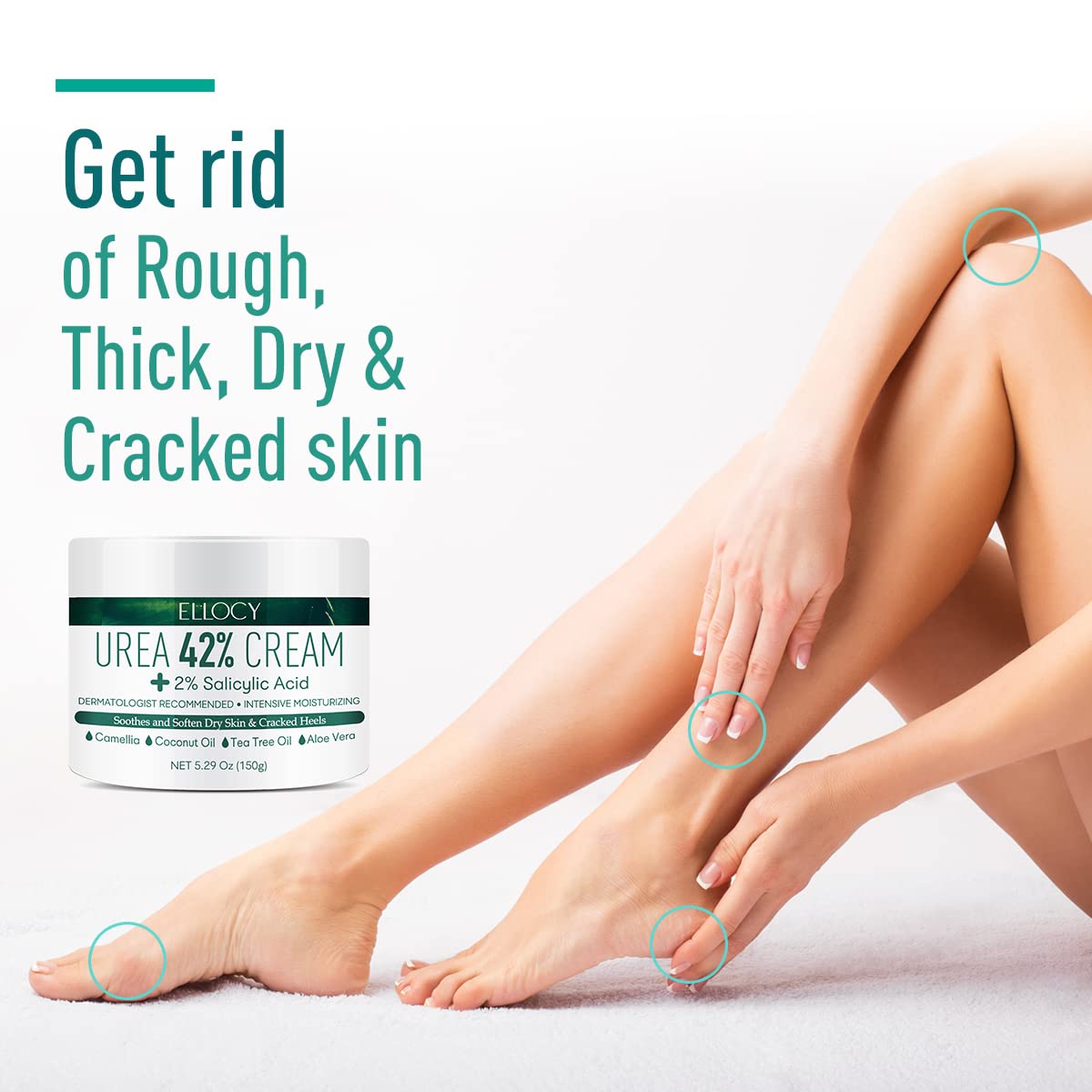 Ellocy Urea 42% Foot Cream, Salicylic Acid, 5.29 Oz, Best Callus Remover, Moisturizes and Rehydrates Feet, for Thick, Cracked, Rough, Dead & Dry Skin