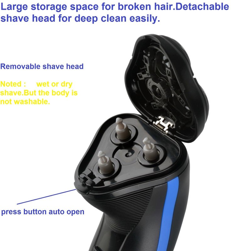 VSTSERIES Corded Electric Razor for Men,Face and Bald Head Shaver,3D Rotary Close Shaving Machine.Plug in 10 000RPM Powerful Razor for Bold Heavy Hair,24w Stubble Beard Clipper with Pop-up Trimmer