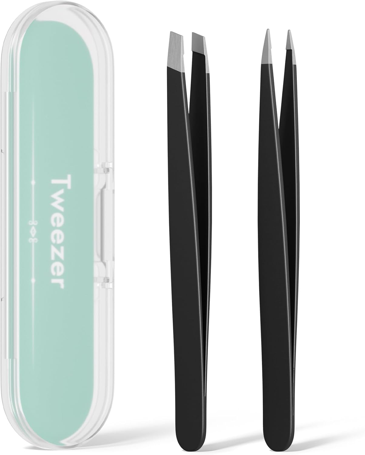 **Precision Eyebrow Tweezers Set - Slant & Point Tip Stainless Steel | 2-Pack for Men & Women**