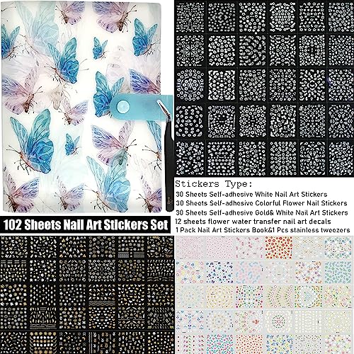 Zoance 102 Sheets Nail Art Stickers & Storage Book Set - 5200+ Designs for DIY Manicure