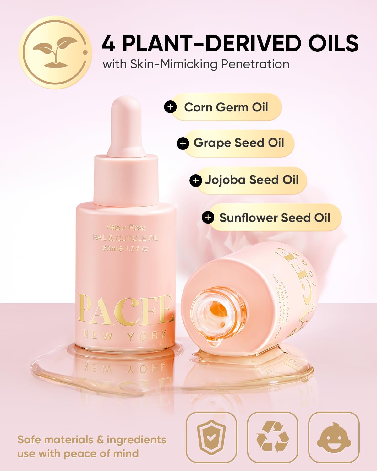 Velour Rosa Nail & Cuticle Oil | Natural Plant-Based Treatment with Jojoba Oil & Vitamin E - Deep Hydration for Dry Nails & Cuticles - 1.0 fl oz