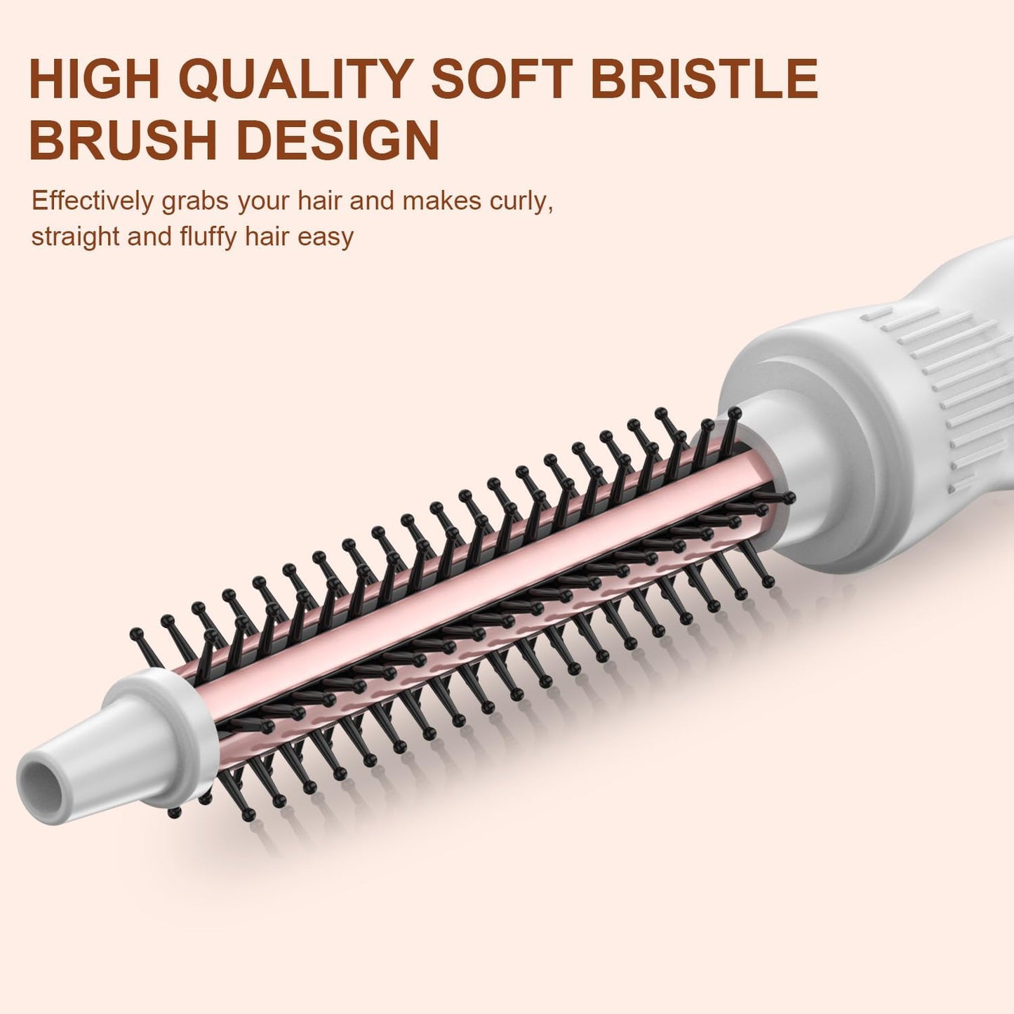 Thermal Brush 0.5 Inch Curling Iron - Volumizing Heated Round Brush | Ceramic Tourmaline Styling Tool (White)