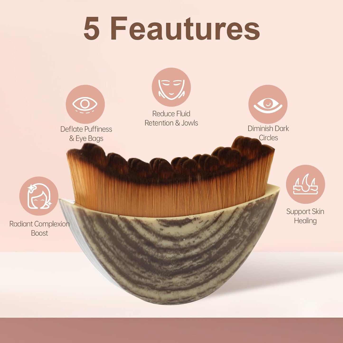 Lymphatic Contour Face Brush Set - Sculpting & Anti-Puffiness Tool | Ultra Soft Dry Brush for Jawline Massage & Drainage