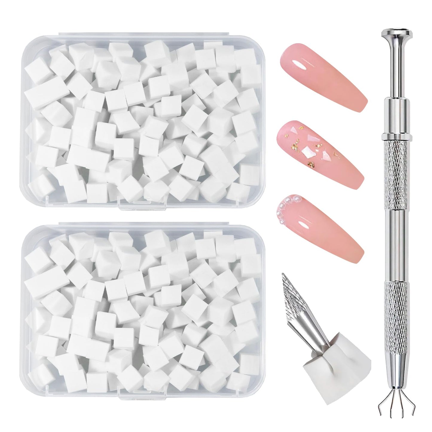 Hasakhi 200Pcs Nail Sponges for Ombre, Soft Nail Art Sponges With Grabbing Pen , Manicure Nail Art Tools, Blooming Nails,Nail Tech Must Have Nail Accessories Supplies for Home and Salon