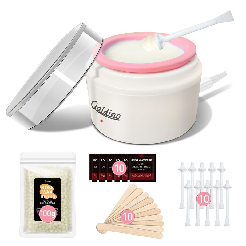 Galdino Nose Wax Kit Men & Women, Nose Hair Wax Kit With 30 Sticks, Painless Nasal & Ear Hair Removal, Usb Fast Heat Wax Pot Machine, Smart Constant Temp (White)