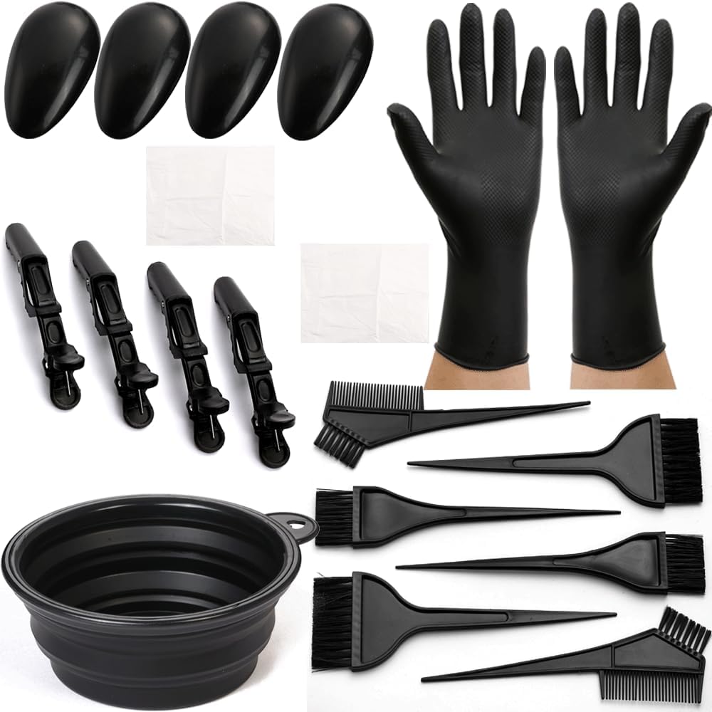 Professional Salon Hair Coloring Dyeing Kit - 19 Pcs with Brush, Bowl & Clips | Complete Hair Dye Tools