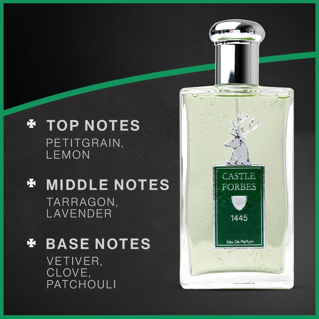 Castle Forbes 1445 Fragrance for Men, 100ml | Light & Timeless Cologne Scent w/Essential Oils | Distinctly British, Paraben-Free, Cruelty-Free, Sophisticated Grooming Essentials