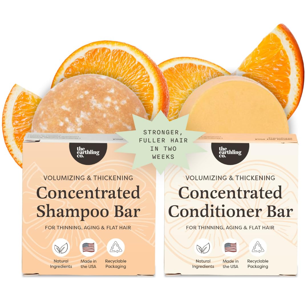 Volumizing Shampoo & Conditioner Bar Set - Thickening & Strengthening | Sulfate-Free, Paraben-Free, Vanilla Coconut