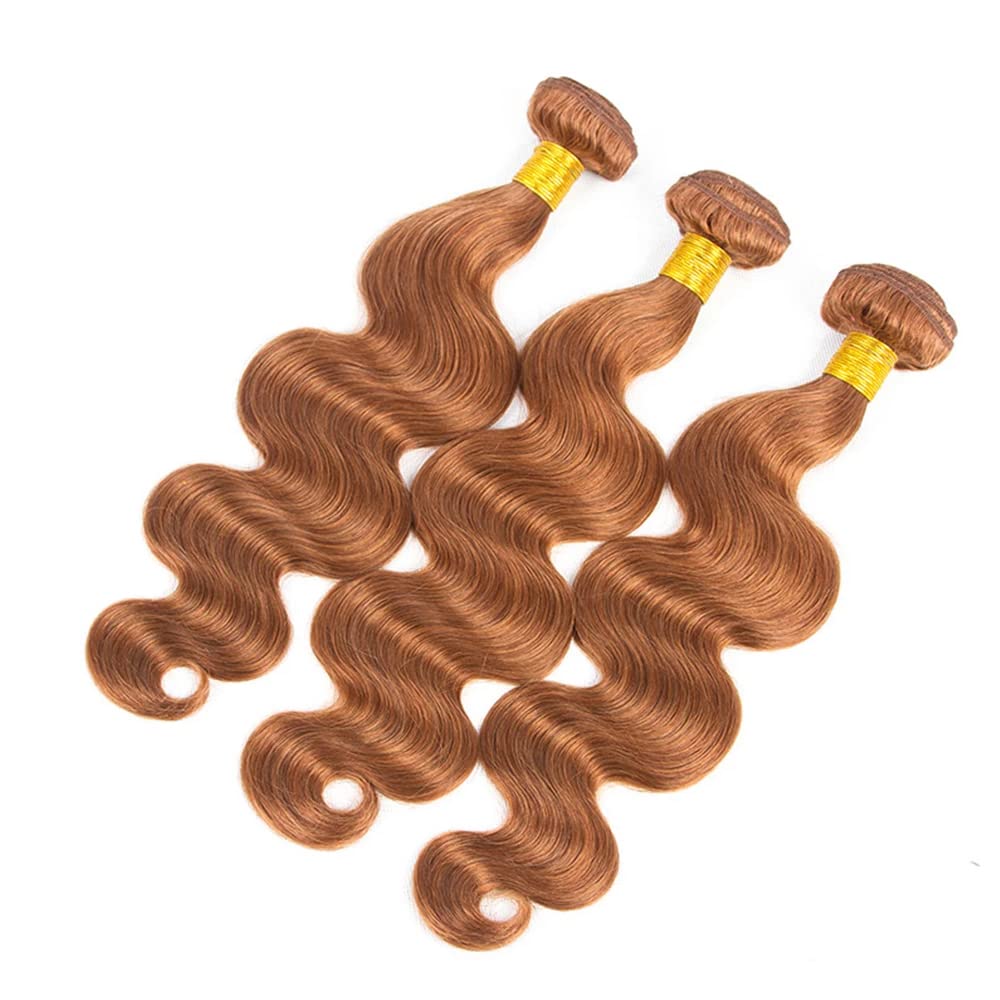 Light Brown Bundles Human Hair 30 Body Wave Bundles 26 28 30 inch 150g Peruvian Grade 8A Virgin Hair 3 Bundle 30 Light Brown Body Wave Bundle