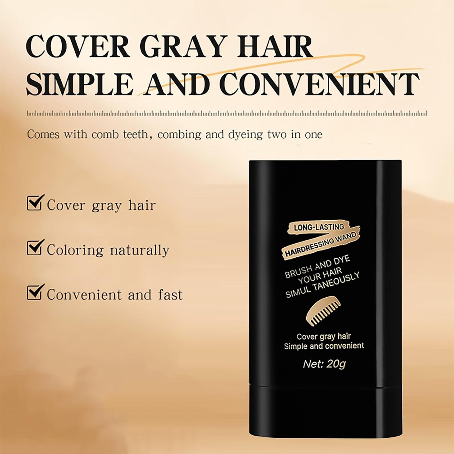 Hair Color Stick - 3 Pack Waterproof Gray Coverage | Instant Dye for Men & Women - 0.71 Fl Oz Each