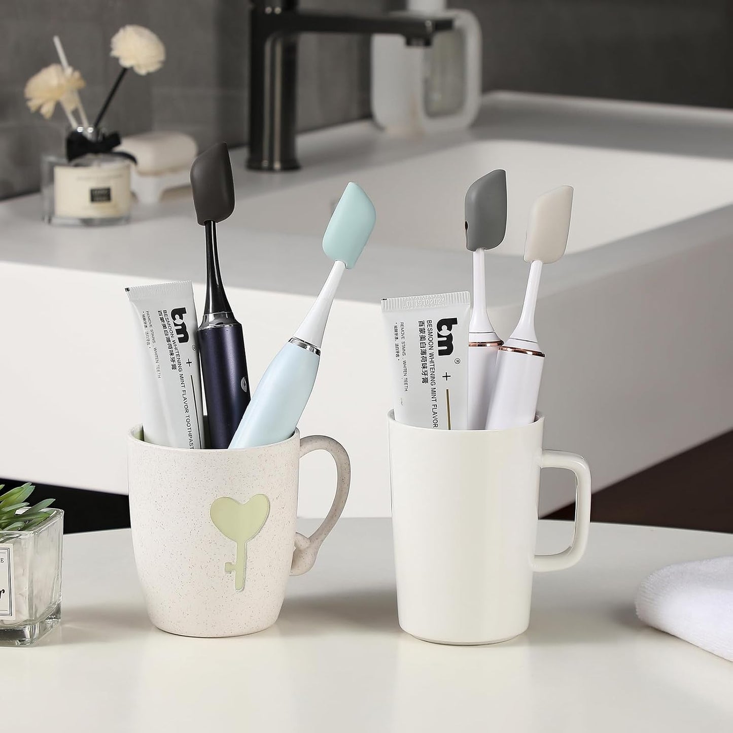 Silicone Toothbrush Covers - 4 Pack Portable Protector for Electric & Manual Brushes | Travel-Friendly Gray