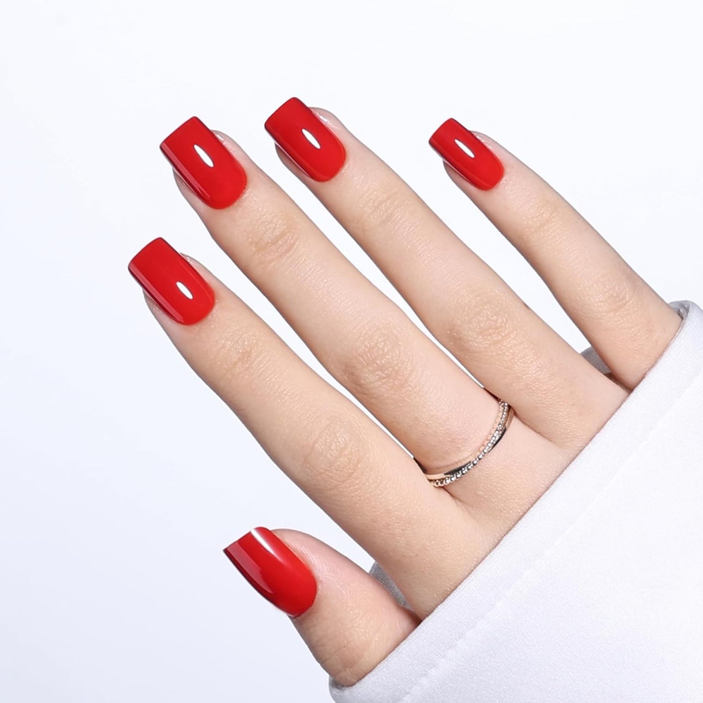 Cat Eye Press On Nails - Short Almond Fake Nails with Nail Glue | Reusable Brown Red 32-Piece Kit in 16 Sizes for Women & Girls