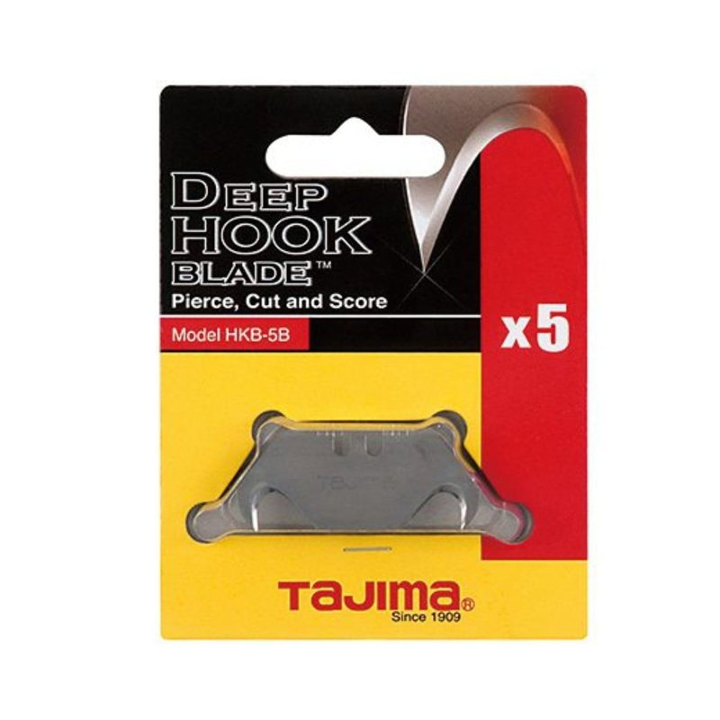 TAJIMA Utility Knives & Blades - 5-Pack Deep Hook Blades with Premium Tempered Steel & Safety Blade Dispenser - HKB-5B
