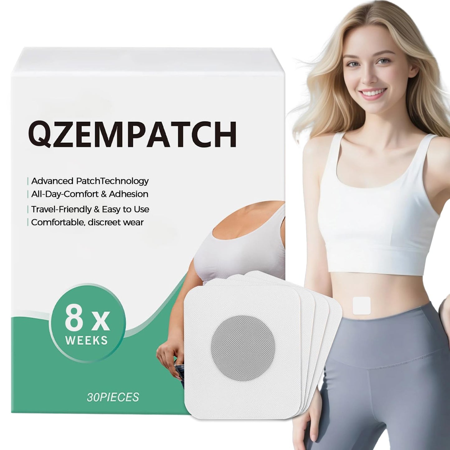 New Rejuvacare Qzem Body Patch, Easy Daily Application, Comfortable & Discreet, Non-Irritating, Gentle & Effective for All Skin Types, 30-Day Supply (30 Pcs)