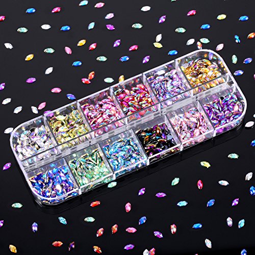 1200 Pcs Colorful Nail Rhinestones Flat Back Gems for Nail Art