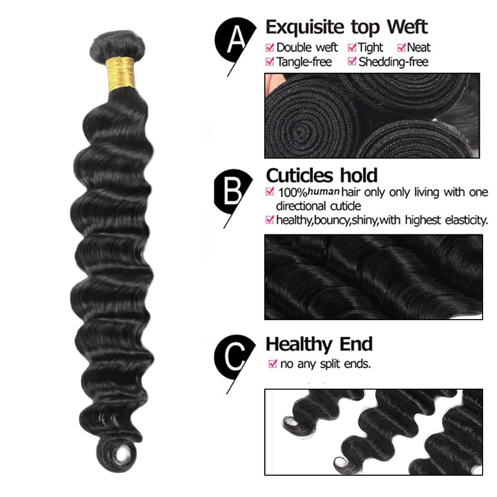 Loose Deep Wave Bundles Human Hair Loose Wave Bundles 310g 12 14 16 Inch Unprocessed Virgin Double Weft Black Bundle Hair Extensions