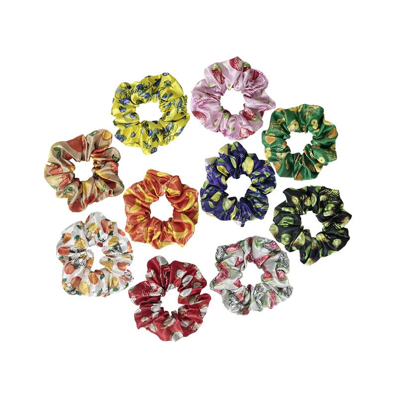 Cute Design Scrunchies - Elastic Hair Ties for All Hair Types | XL Soft Ponytail Set with Ribbon