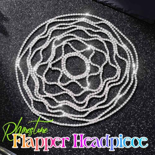 CAKURE Rhinestone Flapper Head Chain - Silver 1920s Gatsby Headpiece