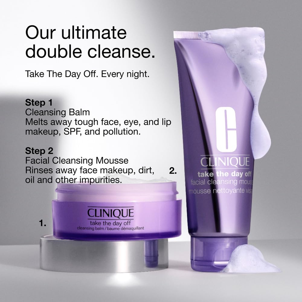 Clinique Take The Day Off Cleansing Mousse - Hyaluronic Acid & Glycerin | Makeup Remover for All Skin Types, 4.2 Fl Oz