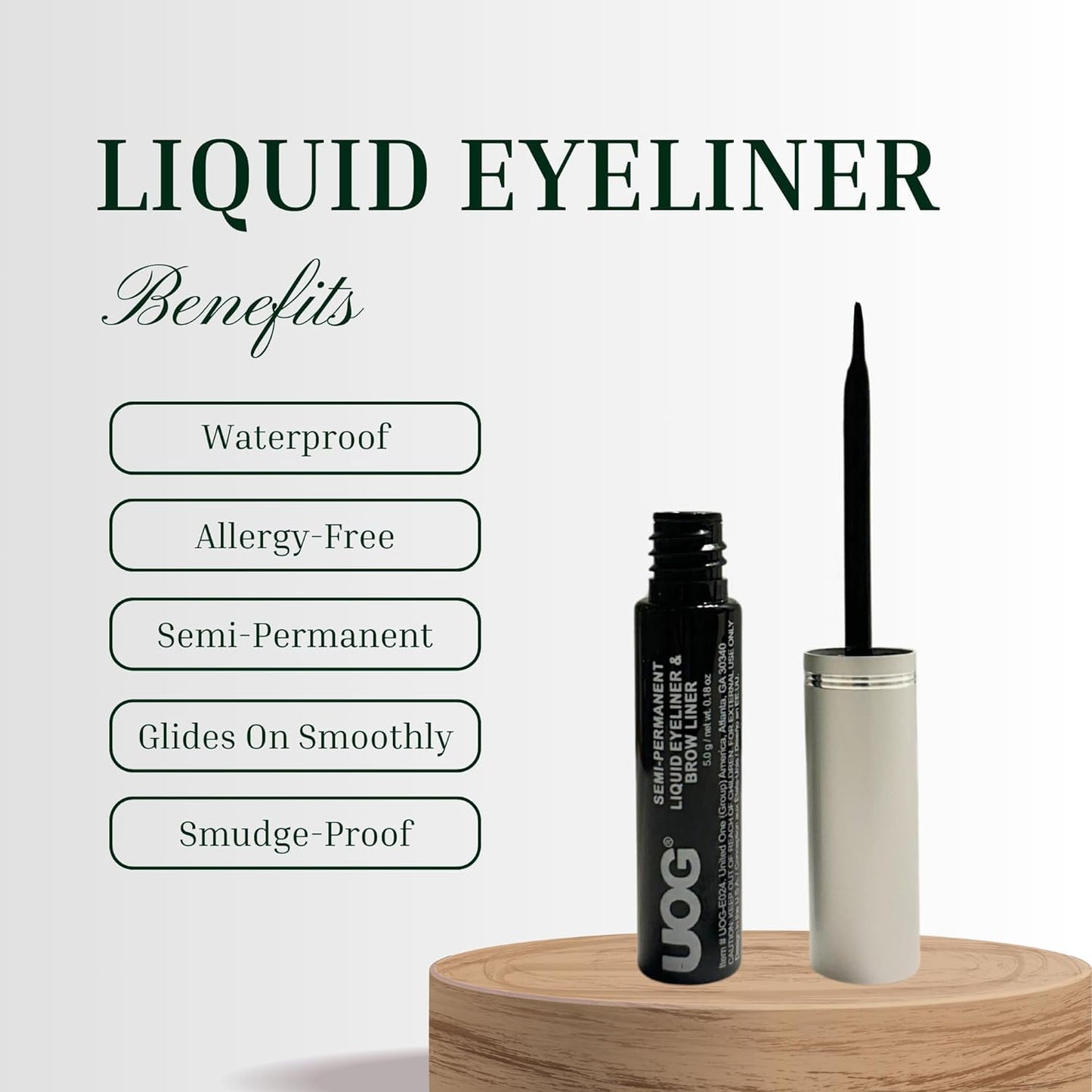 Liquid Eyeliner & Eyebrow Liner - Waterproof, Smudge-Proof, Allergy-Free | 5.0 mL/0.18 Fl oz