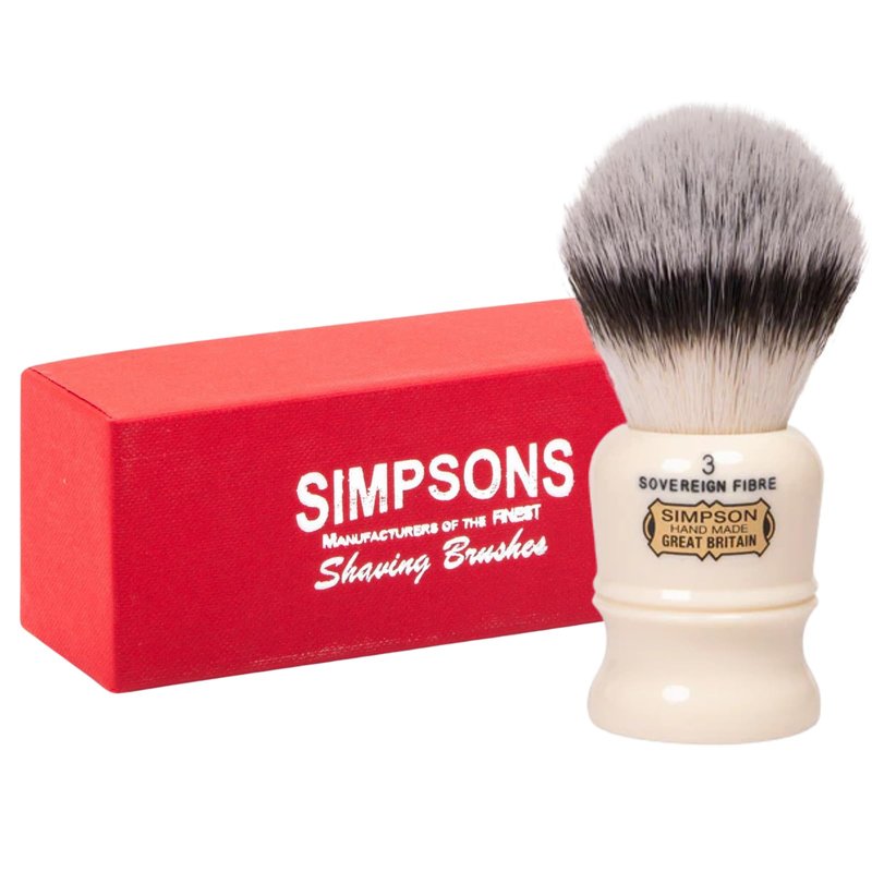 Simpsons Shaving Brush Duke 3 Sovereign Fibre - Faux Ivory Handle - Premium Wet Shave Tool for Rich Lather - Extra Soft & Dense - Luxury Shaving Brush for Smooth, Comfortable Grooming