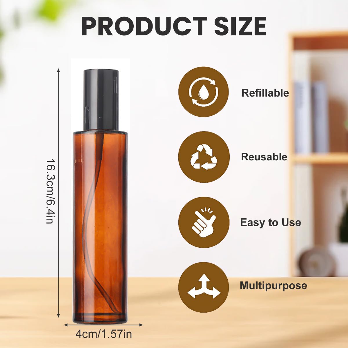 ASTRQLE 2 Pcs 100ml 3 4oz Amber Glass Spray Bottles Refillable Fine Mist Essential Oil Bottles Cosmetic Containers for Travel Aromatherapy Makeup Skincare
