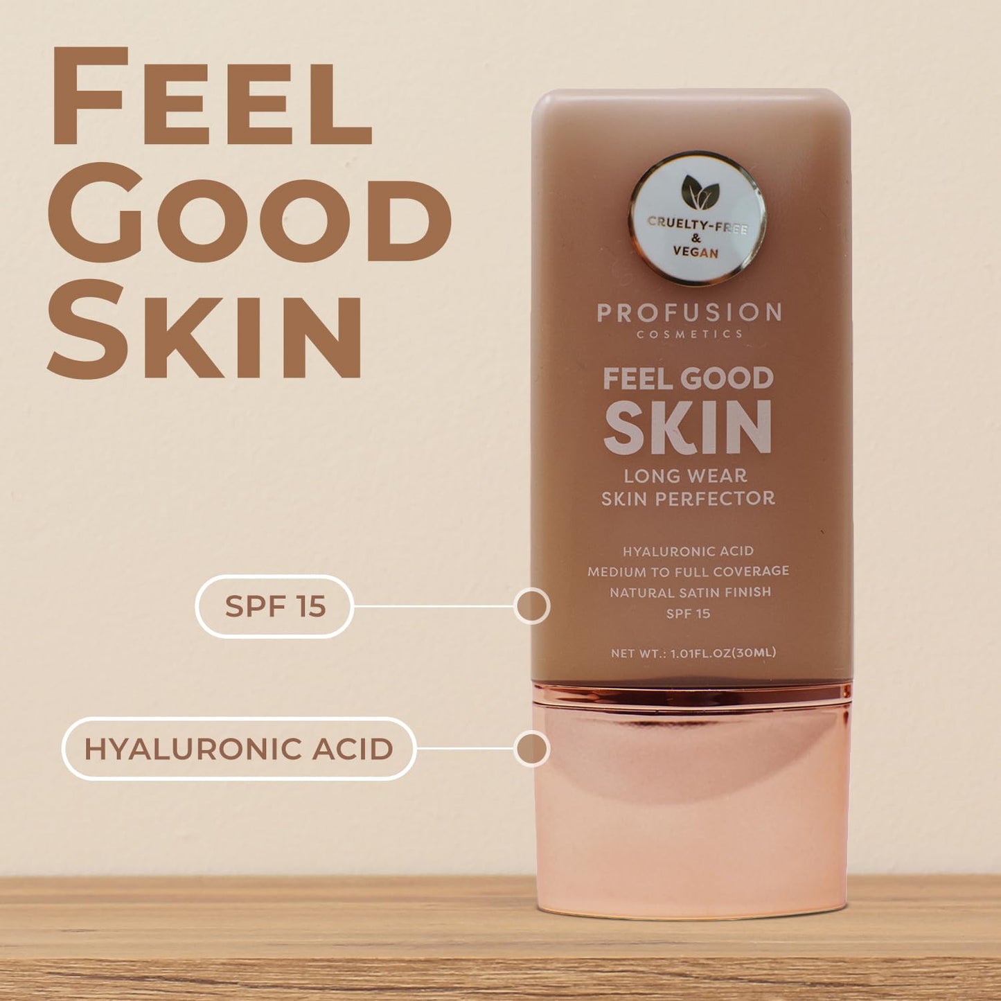 Profusion Cosmetics Lightweight Liquid Foundation - Flawless Radiance, Breathable Vegan Makeup for Uneven Skin Tone | Deep 1