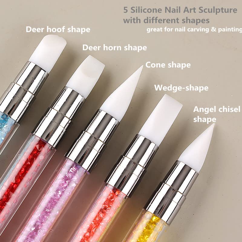 FULINJOY 5PCS Dual-Ended Nail Art Sculpture Pen Dotting Tools,