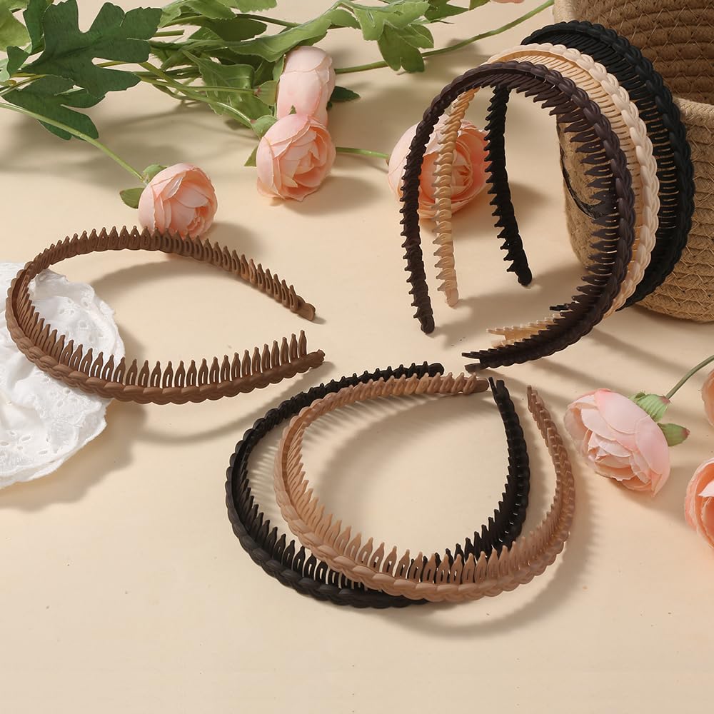 Non-Slip Headbands for Women - 6 Pcs Zig Zag Hairbands with Teeth | Perfect for Workouts & Daily Wear