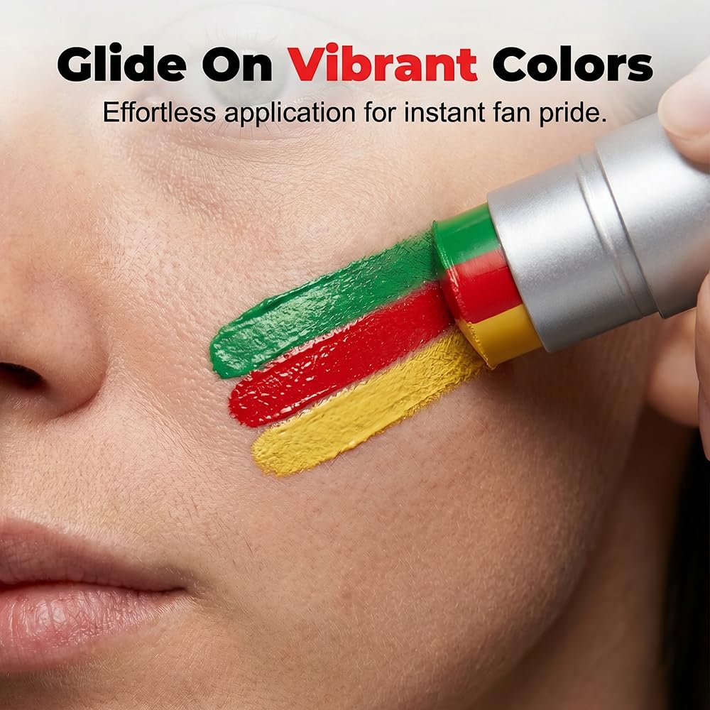 Patriotic Face Paint Stick - Red White Blue Stripes for Sports Makeup | Ideal for Football, Baseball, Softball