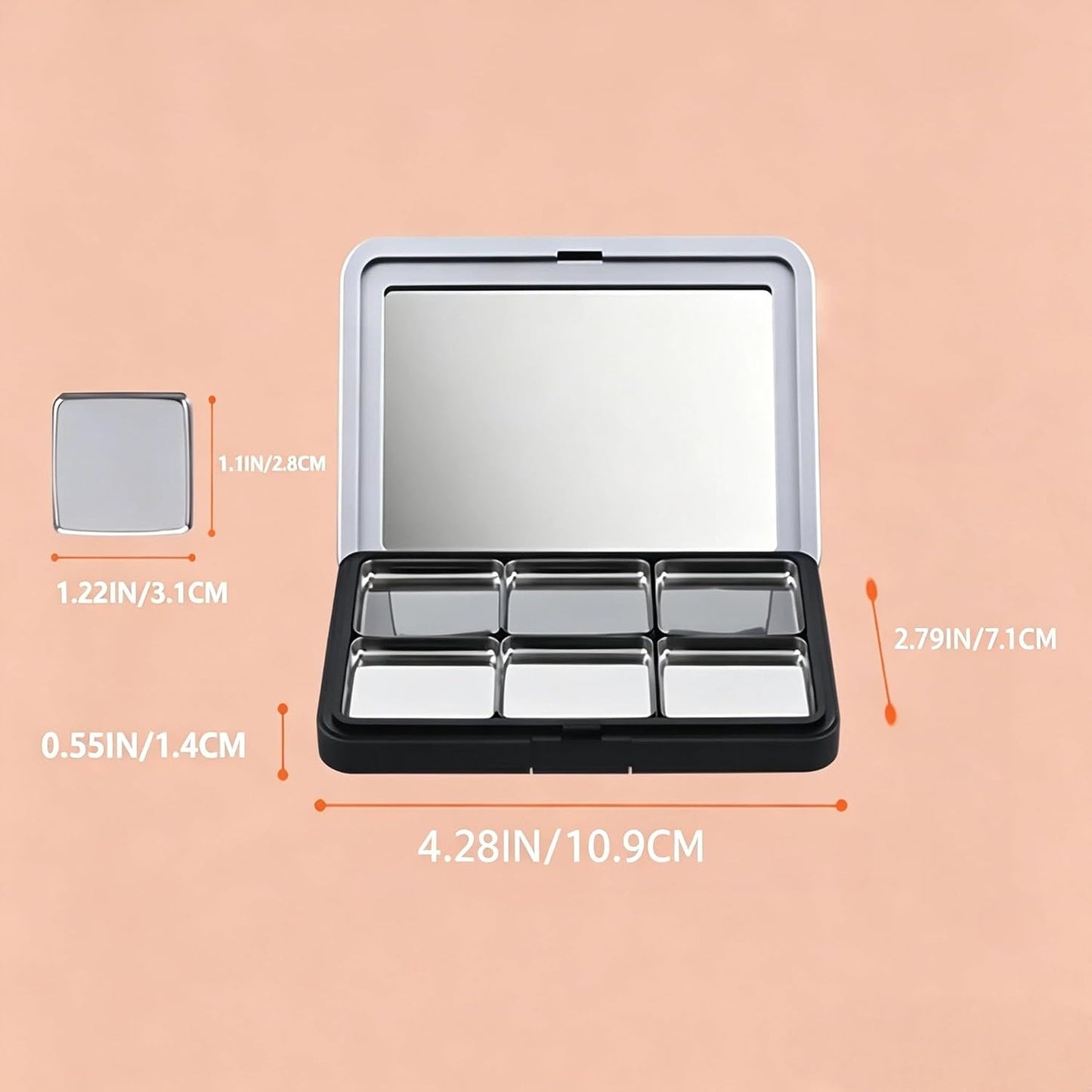 Empty Magnetic Makeup Palette - 2pc Refillable Eyeshadow & Lipstick Organizer with Mirror | Portable Design