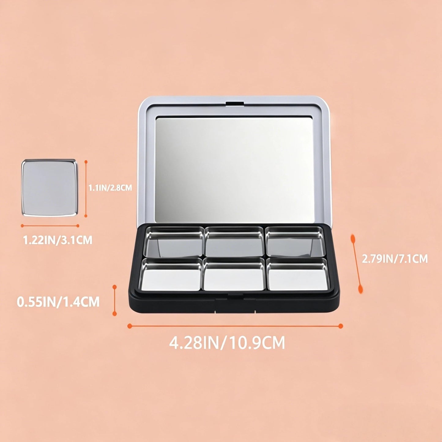 Empty Magnetic Makeup Palette, 2pc Portable Makeup Palette with Mirror Refillable Eyeshadow Palette Empty Lipstick Pallet for Eyeshadow Lipstick Blush Powder