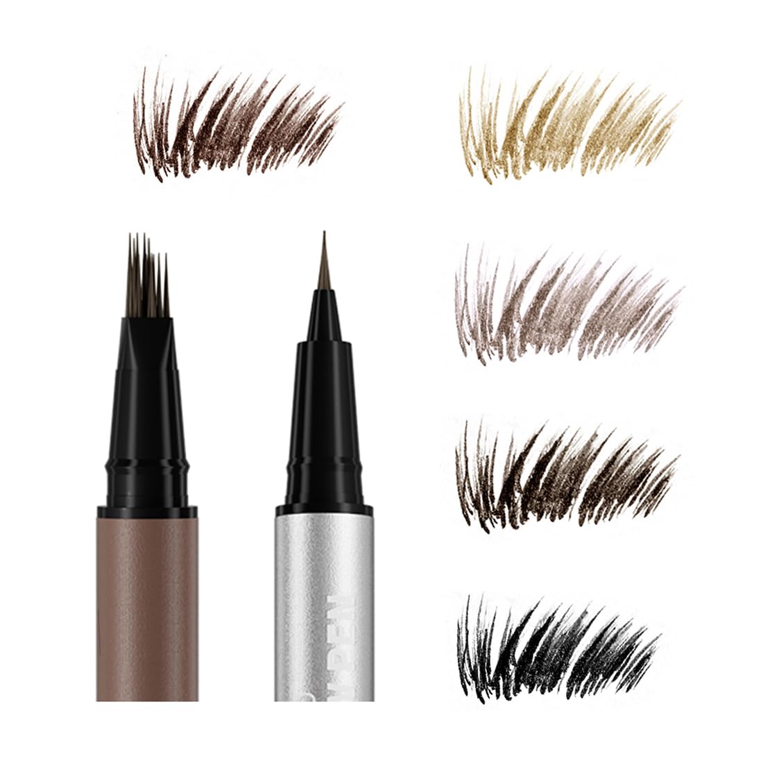 Dual Ended Eyebrow Marker - Microblading Effect Liquid Brow Pen for Natural Hair-Like Strokes | 5 Shades Available, Dark Brown